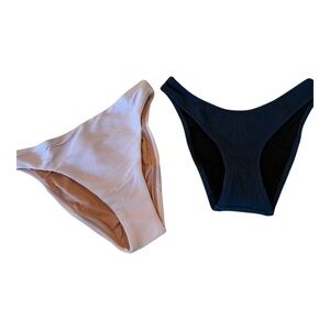 J.Crew Swim Bundle Pink Ribbed High Rise Cheeky Bikini  pale blossom & Navy XS